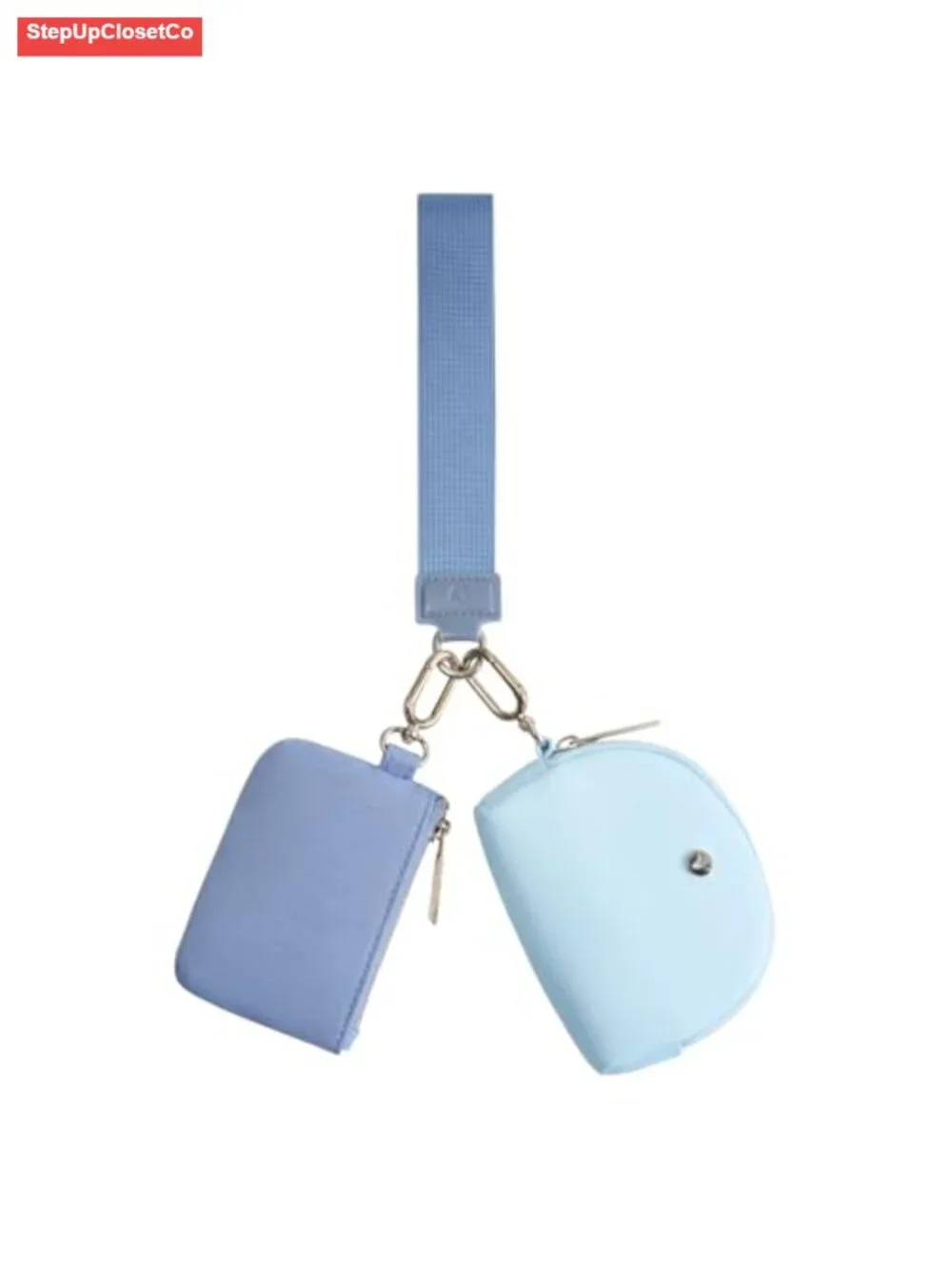Keychain Wallet Wristlet for Women Mini Zip Dual Pouch Coin Purse with Nylon